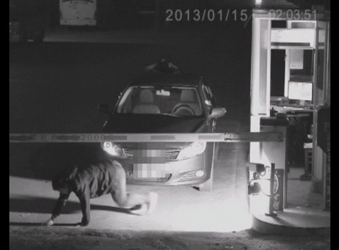 深夜無(wú)人駕駛車(chē)輛車(chē)頂驚現(xiàn)“女鬼”，嚇傻收費(fèi)員