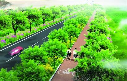 大沽河堤頂?shù)缆访髂晖ㄜ?chē) 為首條路河一體公路